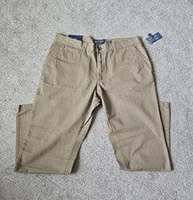 Pantalones chinos AMERICAN RAG color caqui tostado cómodos elásticos para hombre talla 38x32 calce ajustado nuevos con e