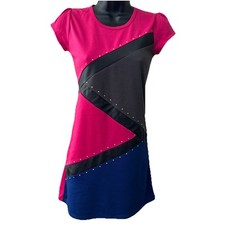 Vestido para mujer RMLA diseño bloque con detalles de imitación de cuero y lentejuelas talla 10