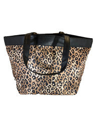 Bolso de Mano Bloomingdale's Para Mujer Grande Marrón Negro Leopardo Estampado Animal - Nuevo