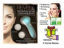 REVELE Cepillo Exfoliante Limpieza Facial Profundo + Mascarillas Faciales Aloe Vera Pepino