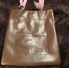 Bolso de Mano para Mujer Calvin Klein Marrón con Logo, Parte Superior Abierta, Asas Dobles