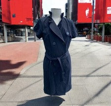 Vestido negro para mujer completo con botones y cinturón de corbata manga abullonada talla 12 Fashion Bug