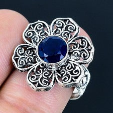 Anillo de joyería de plata esterlina 925 hecho a mano con piedras preciosas...