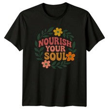 Camiseta para mujer Nourish Your Soul estilo boho bienestar regalo de cumpleaños para ella
