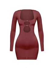 Sexy Mini Vestido TRESSER Para Mujer Moda Boutique Borgoña Manga Larga Club/Fiesta
