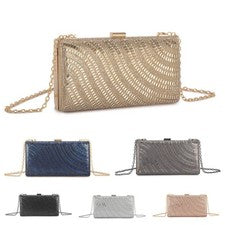 Bolso sin asas de noche con estrás de cristal para mujer Damas Boda Fiesta Baile de graduación Bolso de mano