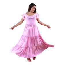 Mujer Moda Rosa/Azul 2XL-5XL Chifón Cuello Barco Manga Corta Vestido Columpio