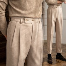Hombres Estilo Británico Gurkha Informal Cintura Alta Largo Recto Pantalones Pantalones Retro
