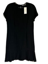 Dina Agam Talla Grande Mujer Negro Mangas Cortas Talla (L) Hasta la Rodilla