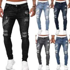 Pantalones Para Hombres De Vestir Elegante Moda Pantalón Vaquero Jeans Rasgados