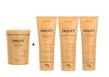 Trivitt - 4x Mascarilla 1Kg, Champú 250ml, Acondicionador 200ml y Crema Sin Enjuague 200g