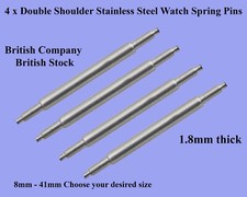 4x Pasadores de barra de resorte de correa de reloj gruesa premium de 1,8 mm de diámetro 8 mm - 41 mm de longitud