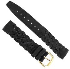 Correa de reloj cosida de cuero genuino trenzado negro para hombre Speidel de 18 mm regular 889