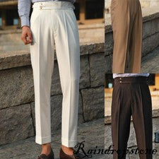 Pantalones Cinturón Para Hombre Estilo Coreano Cintura Alta Rectos Retro Negocios Versátiles