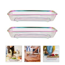 Soporte para utensilios de cocina con cesta de palillos de acero inoxidable de 2 piezas