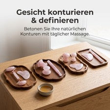 Gua Sha Set de Cuarzo Rosa para Masaje Facial y Cuidado de la Piel