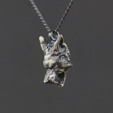 Collar de plata 925 hecho a mano Wolf para hombre