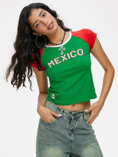 Camisetas de bebé con gráficos para mujer vintage México/Brasil/Argentina/Venezuela Y2K