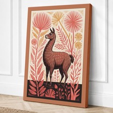 Impresión en lienzo boho llama en flor arte de pared decoración del hogar listo para colgar