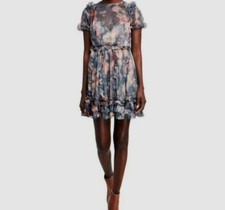 $250 Estilo Keepers Para Mujer Gris Manga Corta Floral Mini Vestido Talla S SIN DESLIZAMIENTO