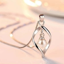 Collar de cadena con colgante de perlas de plata de ley 925 para mujer joyería regalo