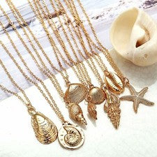 Moda Boho Sea Shell Aleación Colgante Cadena Gargantilla Collar Mujeres Playa Joyería