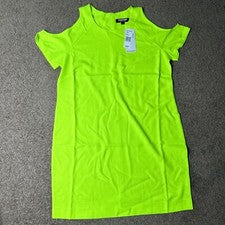 Nuevo con etiquetas Vestido Fashion Union Para Mujer Grande Verde Neón Hombro Frío