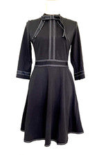 Vestido FEI IN VAN NUEVO CON ETIQUETAS Para Mujer Negro Calce y Acampanado Estilo Años 40 Elástico Talla M