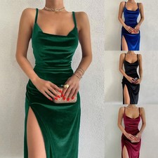 Vestido 1 pieza 95% poliéster 5% spandex mujer fiesta de noche abertura alta elegante nuevo