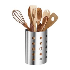 Porta utensilios de cocina oval de acero inoxidable plata para marca