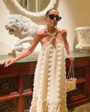 Mujer Moda Cuello Colgante Tridimensional Flor Mop Pastel Vestido