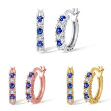 Pendientes mujer criollos con circonitas azul y blanco plata de ley 925 criollos