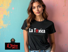 Camiseta negra para mujer LA TOXICA - Camiseta de algodón suave de moda divertida camisa gráfica