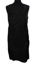 VESTIDO VESTIDO DE CÓCTEL VESTIDO DE NOCHE LUXE BY VILA LOVETTE NEGRO PIEDRAS TALLA L 40