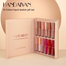Juego de brillo de labios mate Handaiyan 12 colores conjunto de lápiz labial de larga duración maquillaje de belleza
