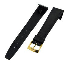 Correa de reloj de cuero negro 18 mm TiT CLIP hebilla oro correa de repuesto NUEVO