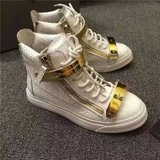 Giuseppe Zanotti Alto-Top Cremallera Casual Zapatos de Tablero Terciopelo Doble Hierro 15 Colores