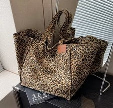 Bolso de mano para mujer con estampado de leopardo bolso de lona de gran capacidad de moda