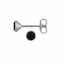 Ohrstecker Ohrringe schwarz1 Paar 925 Silber 4,0 mm Zirkonia Unisex Damen Herren