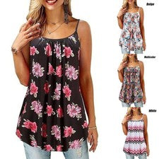 Top con correa de moda de verano con borde grande estampado suelto talla grande para mujer