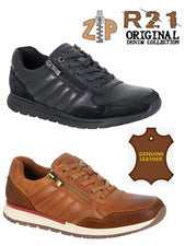 RUTA 21 ZAPATOS INFORMALES DE CUERO PARA CABALLERO ZAPATILLAS PARA HOMBRE ACOLCHADO ENCAJE CREMALLERA INTELIGENTE