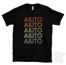 CAMISETA ESTILO RETRO REPETIDO AIUTO Hombre y Mujer Novedad Genial Nombre Regalo