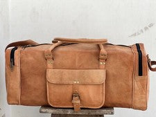 Bolso de noche de fin de semana de gimnasio de viaje de cuero genuino vintage...