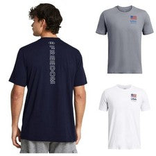 Camiseta de manga corta Under Armour 1382974 UA Freedom USA amplificador de pecho izquierdo para hombre