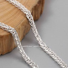 Cadena de plata fina pura 999 hombres mujeres 3,5 mm/4 mm collar cuadrado de trigo eslabón de serpiente