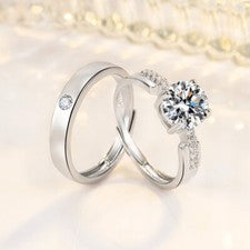 Juego de anillos ajustables de piedra de cristal de plata de ley 925 para mujeres y hombres conjunto de joyas Reino Unid