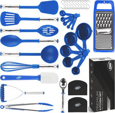 Juego Utensilios Cocina 35 Piezas Nylon Silicona Acero Inoxidable Resistente Calor