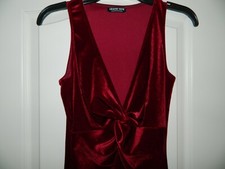 Vestido de terciopelo rojo borgoña para mujer talla XS
