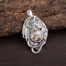 Colgante de joyería de plata de ley 925 hecha a mano con piedras preciosas turquesa ópalo rosa regalo