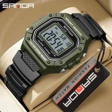Reloj deportivo digital para hombre 50M impermeable esfera cuadrada pantalla LED reloj informal